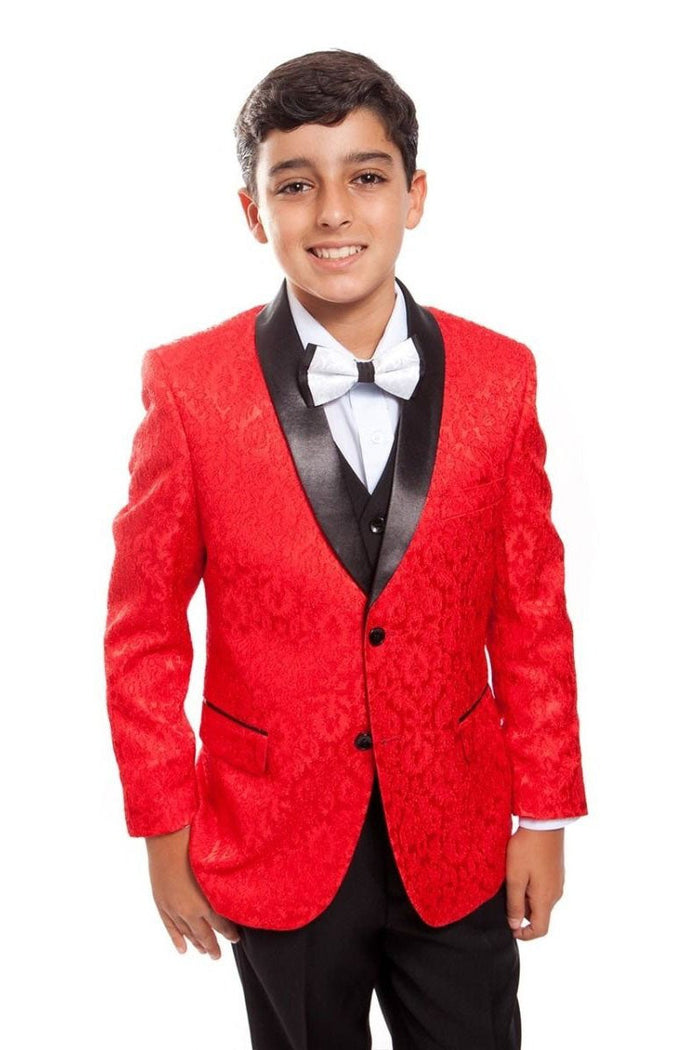 Cruz Tazio Kids Red 5-Piece Tuxedo