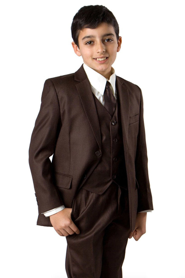 Jacob Kids Brown 5-Piece Suit by Tazzio