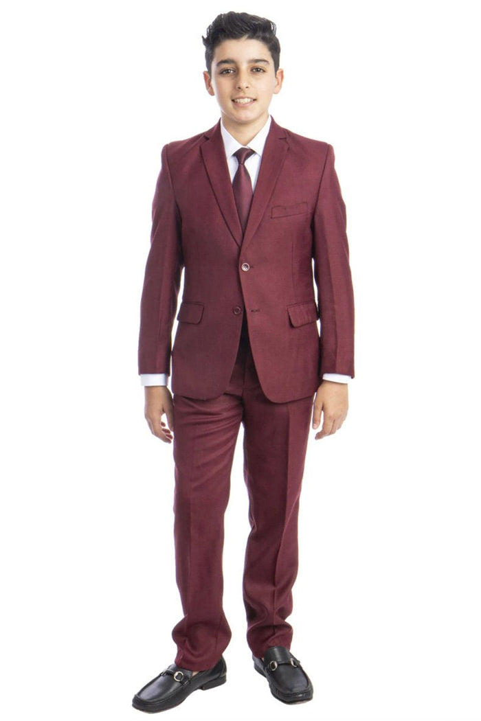 Jacob Kids Burgundy 5-Piece Suit by Tazzio