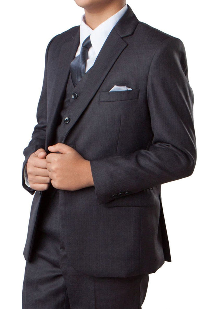 Jacob Kids Charcoal Grey 5-Piece Suit by Tazzio