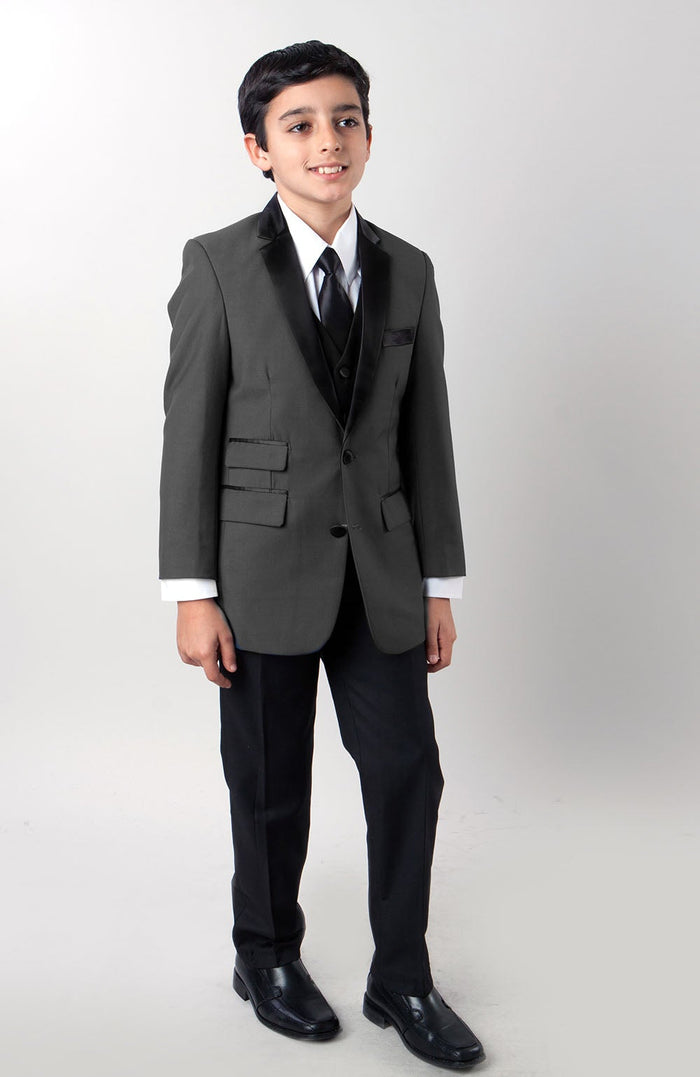 Jason Tazio Kids Charcoal 4-Piece Tuxedo
