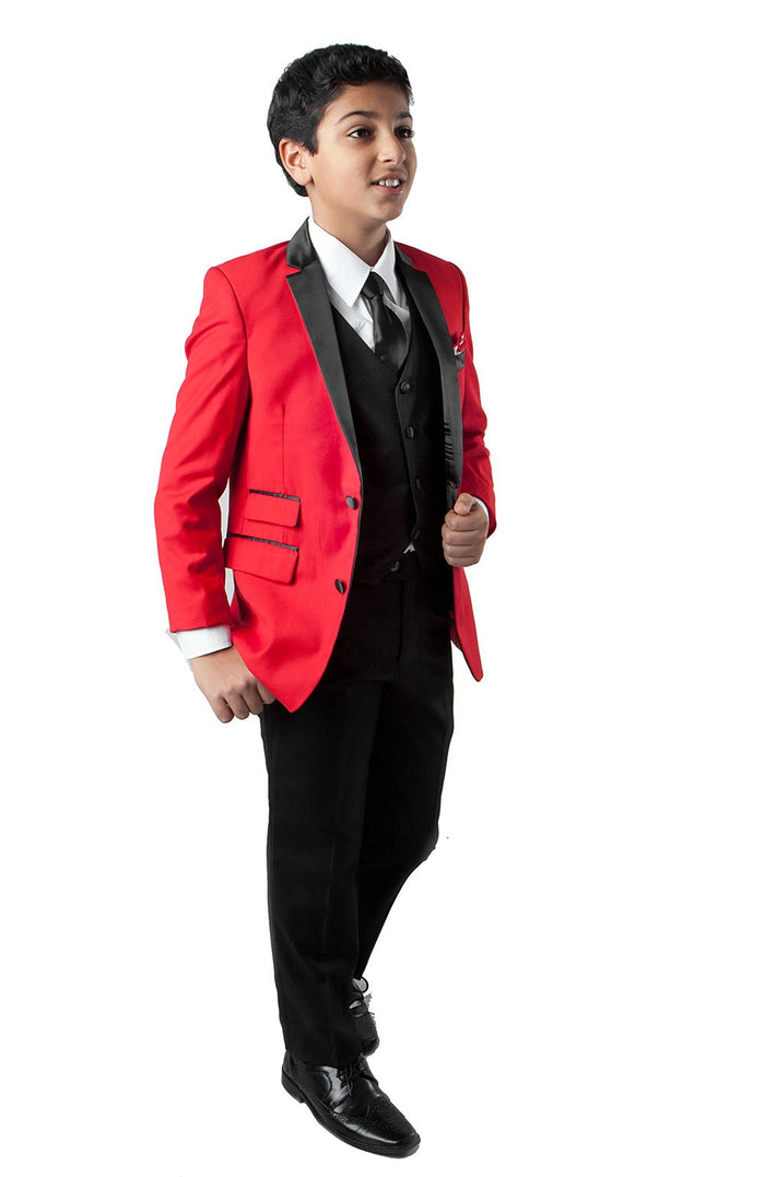 Jason Tazio Kids Red 4-Piece Tuxedo