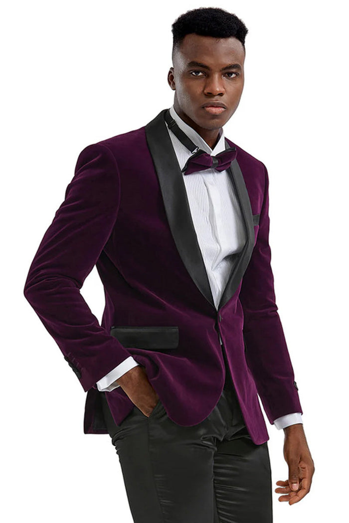 Royale Purple Velvet Tuxedo Jacket (Separates) by Tazzio