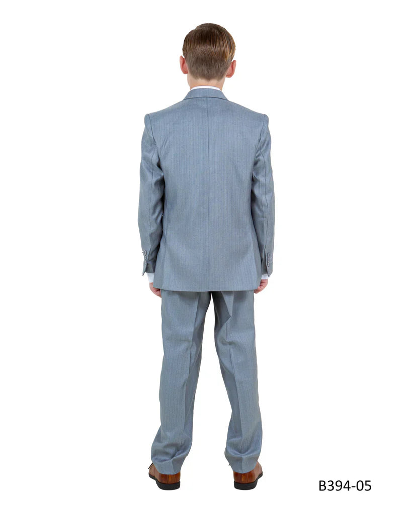 Boys Metallic Blue Suit in Modern Fit by Tazio