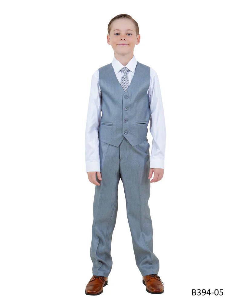 Boys Metallic Blue Suit in Modern Fit by Tazio