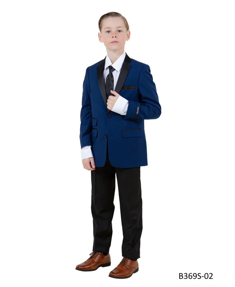Boys Indigo & Black Suit by Tazio