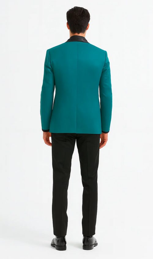 Teal Velvet Tuxedo Jacket with Shawl Lapel – Slim Fit