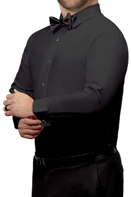 Stretch Black Laydown Formal Shirt by Ted Stanford
