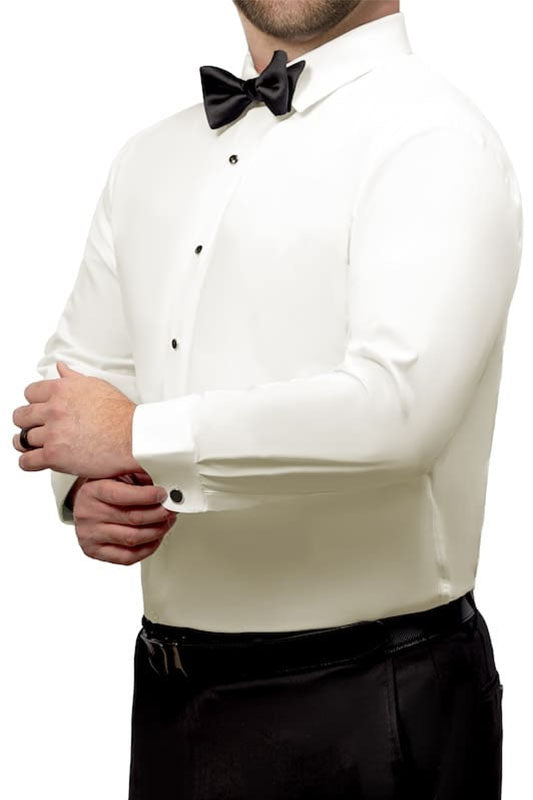 Stretch Diamond White Laydown Formal Shirt by Ted Stanford