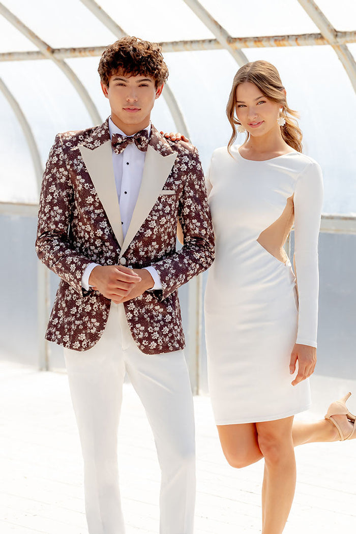 Floral Fusion Chocolate Peak Tuxedo Jacket (Separates) by Ted Stanford