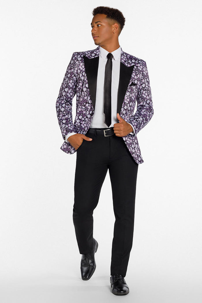 Floral Fusion Plum Peak Tuxedo Jacket (Separates)