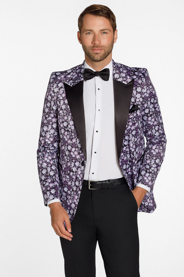 Floral Fusion Plum Peak Tuxedo Jacket (Separates)