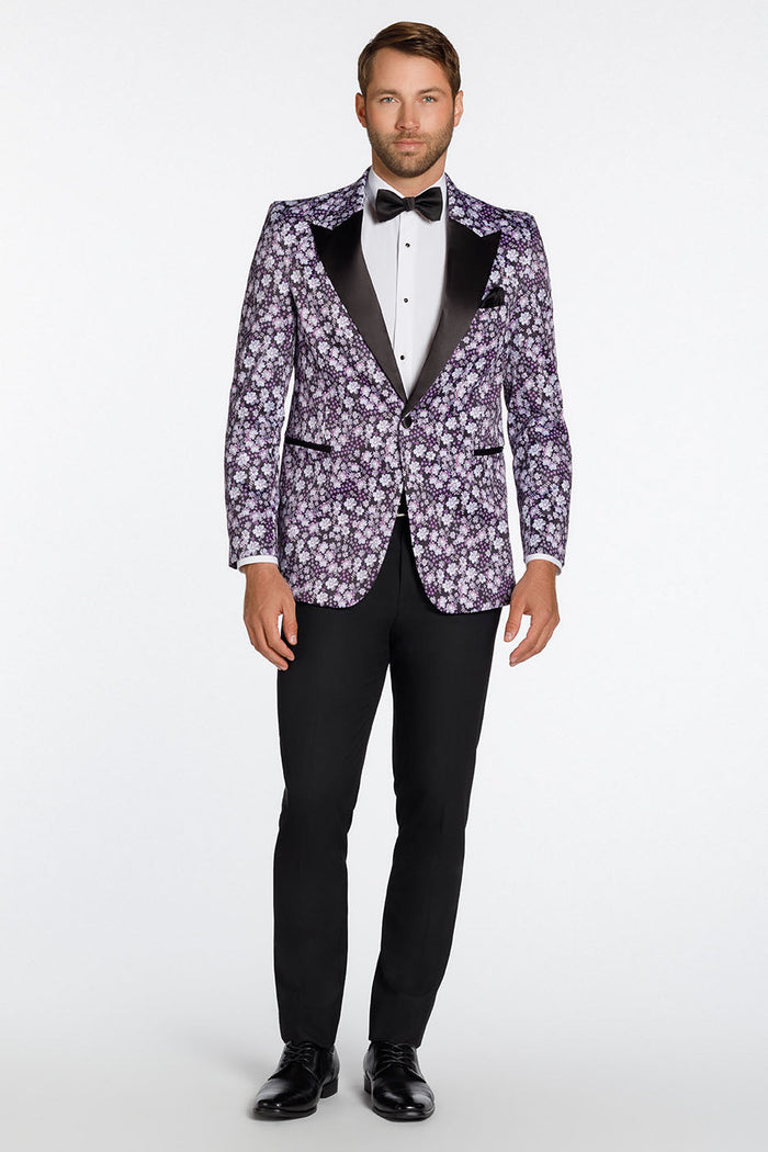 Floral Fusion Plum Peak Tuxedo Jacket (Separates)