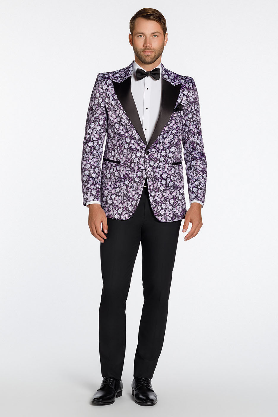 Floral Fusion Plum Peak Tuxedo Jacket (Separates)