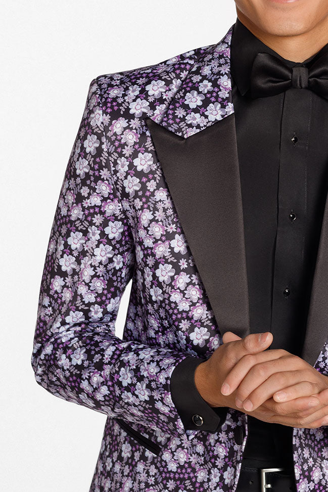 Floral Fusion Plum Peak Tuxedo Jacket (Separates)