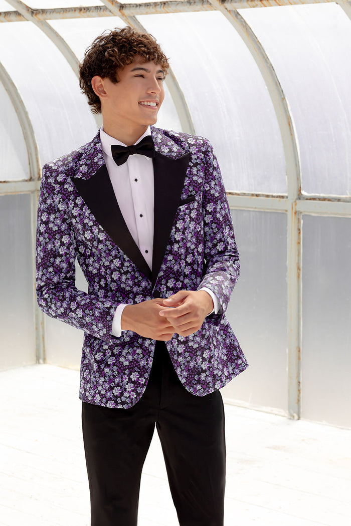 Floral Fusion Plum Peak Tuxedo Jacket (Separates)