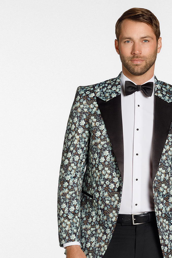 Floral Fusion Sage Peak Tuxedo Jacket (Separates) by Ted Stanford
