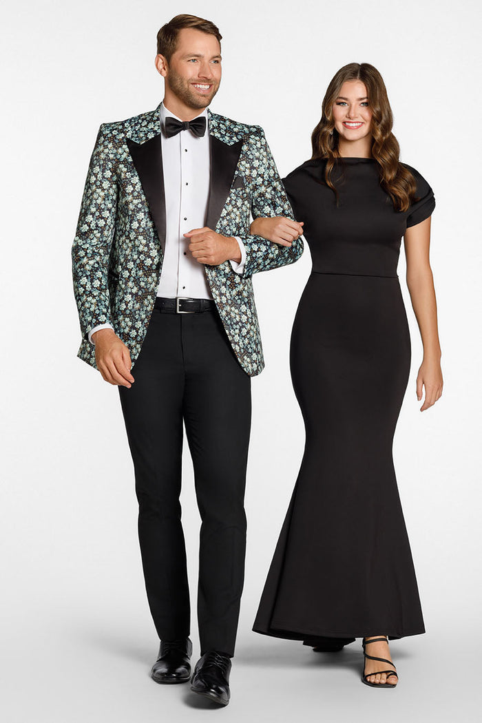 Floral Fusion Sage Peak Tuxedo Jacket (Separates) by Ted Stanford