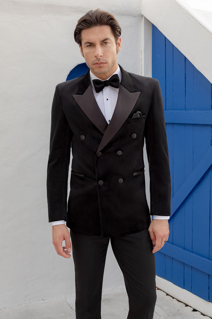 Miles Black Peak DB Velvet Tuxedo Jacket (Separates)