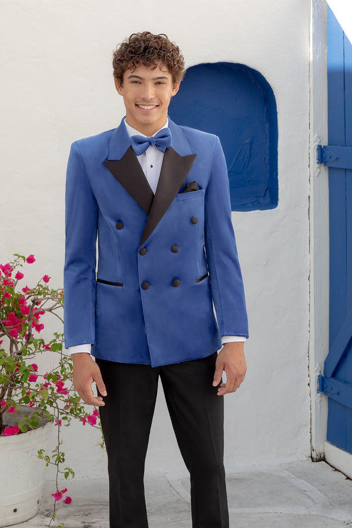 Miles Royal Blue Peak DB Velvet Tuxedo Jacket (Separates)