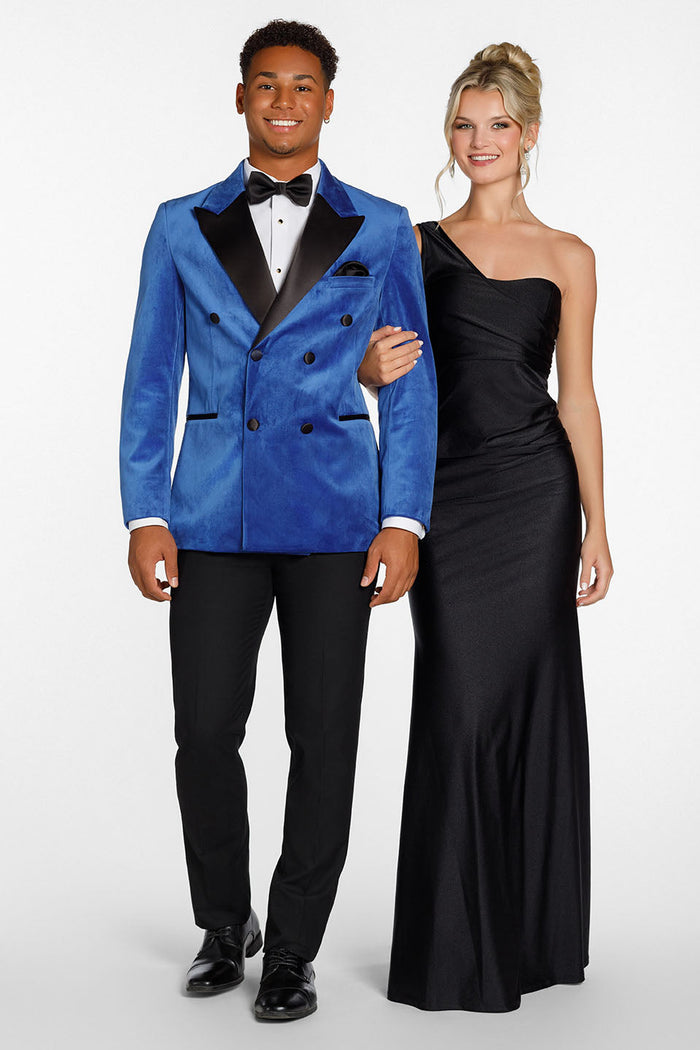 Miles Royal Blue Peak DB Velvet Tuxedo Jacket (Separates)