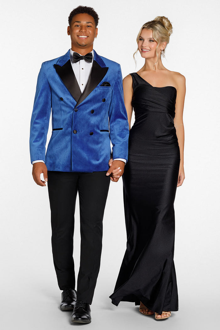 Miles Royal Blue Peak DB Velvet Tuxedo Jacket (Separates)