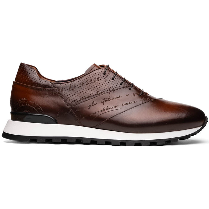 Zelli Testo Burnished Italian Calfskin Dress Sneakers in Brown