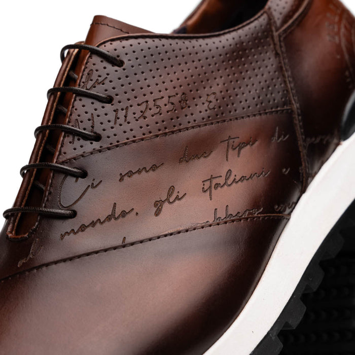 Zelli Testo Burnished Italian Calfskin Dress Sneakers in Brown