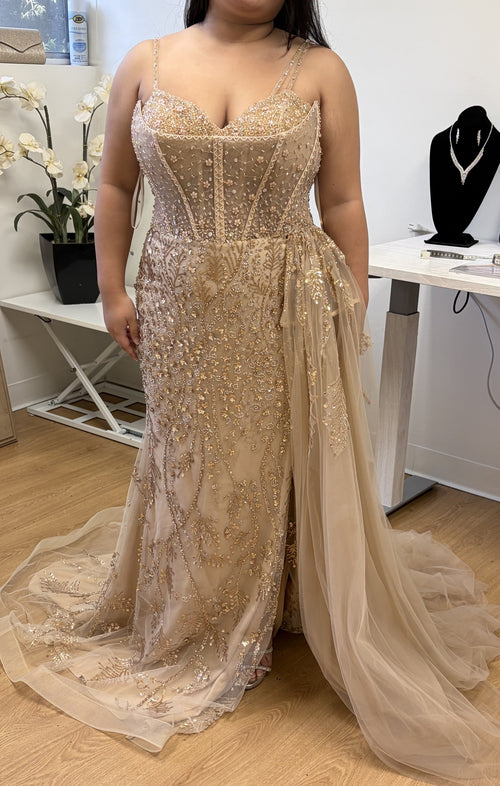 Red Carpet Dress Sleeveless Sheath Sequin Gown By Royal Queen RQ8176