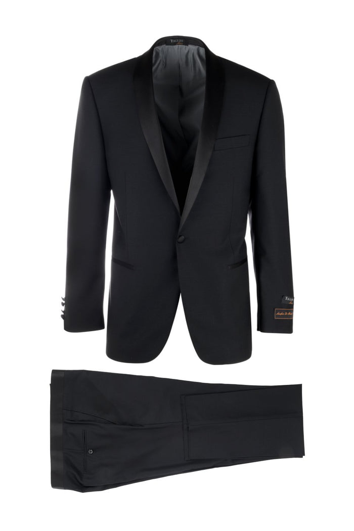 Beckham Black 1-Button Shawl Tuxedo (2-Piece Set) by Tiglio