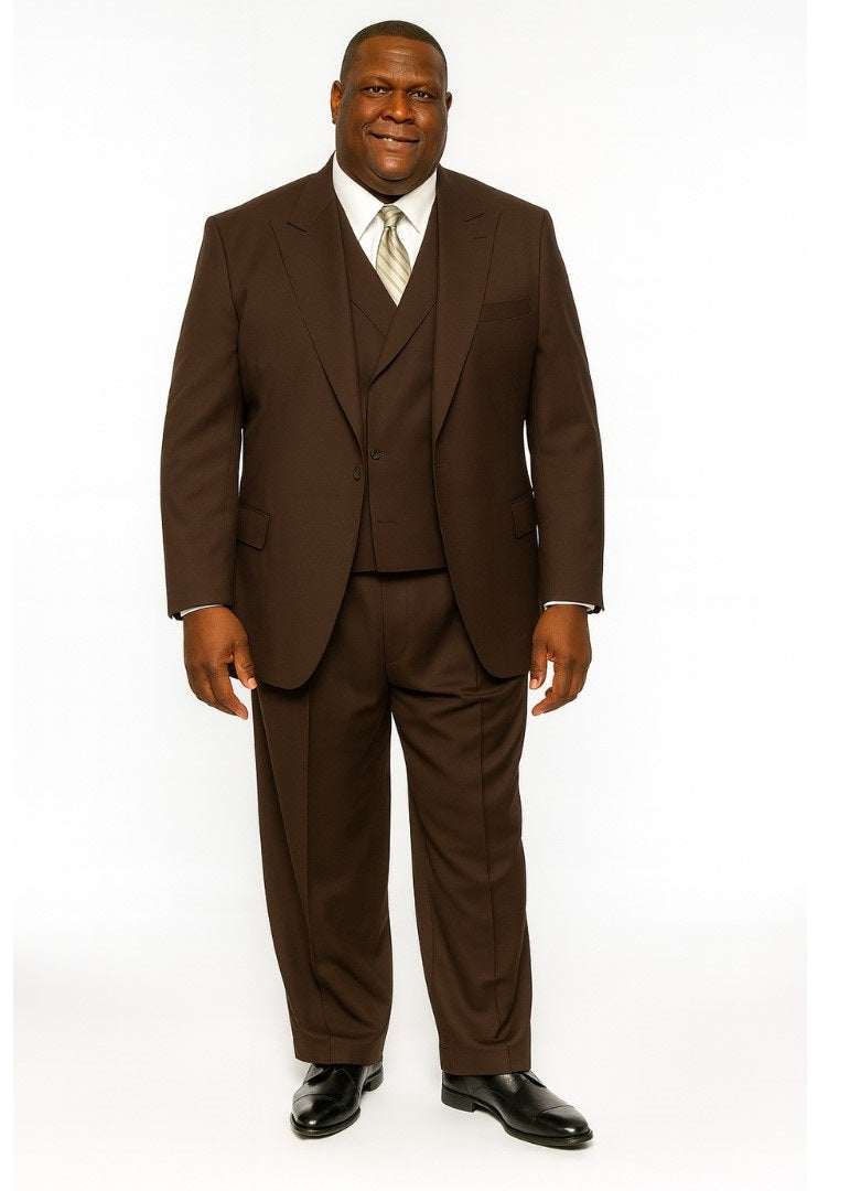 Tiglio Rosso Men's Choclate Brown 3 Piece Suit –Double Breasted Vest w