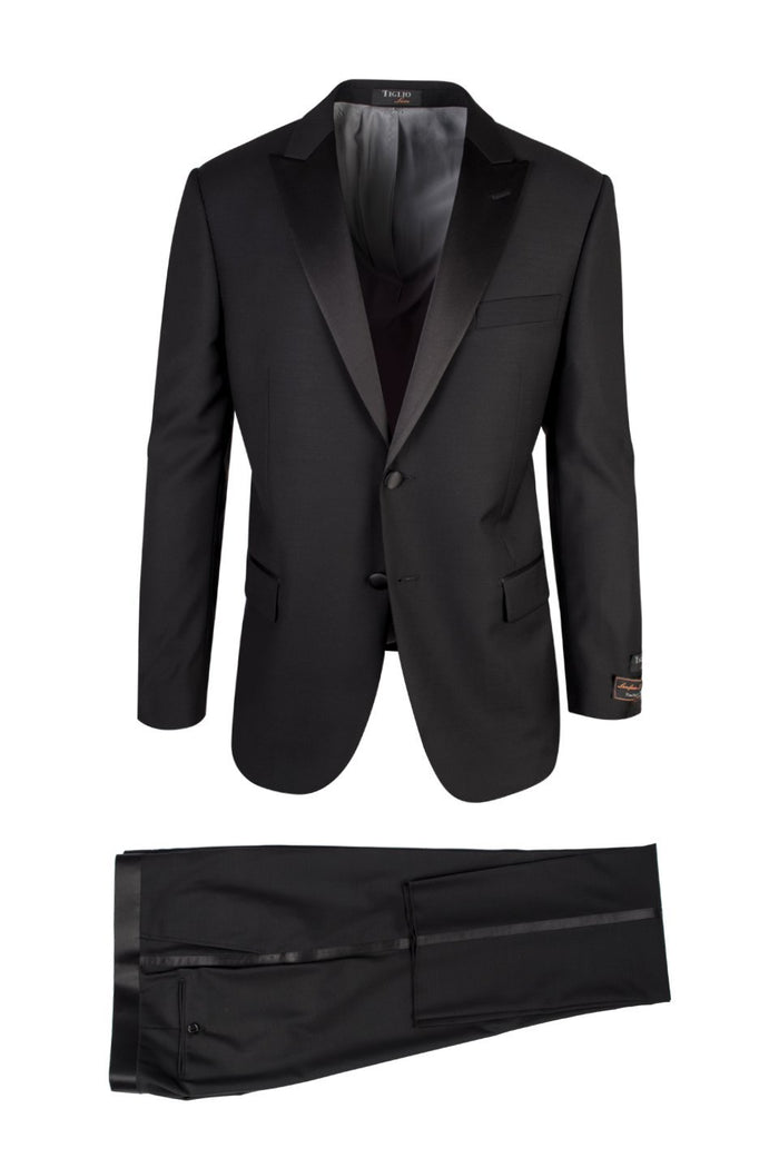Tufo Black 2-Button Peak Tuxedo (2-Piece Set) by Tiglio