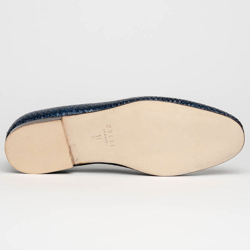 Zelli Tino Woven Calfskin Tassel Loafers | Italian Slip-On Shoes in Blue