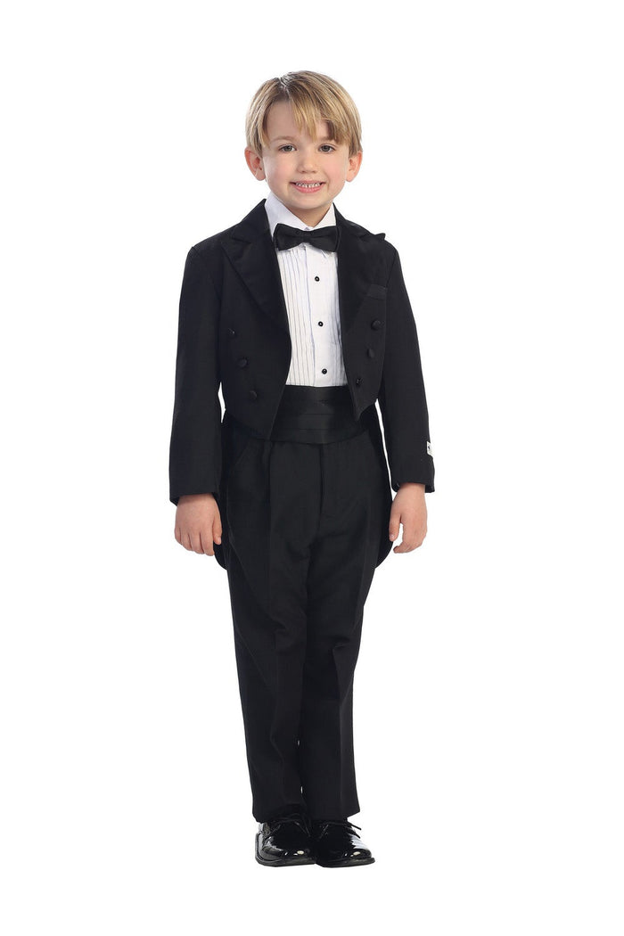 Oliver Kids Black Peak Tuxedo Tail 5-Piece Set by Tip Top
