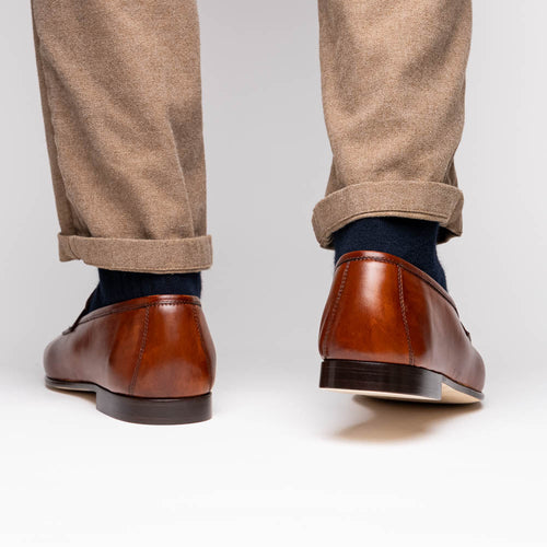 Zelli Tippa Italian Calfskin Penny Loafers, a Classic Cognac Slip-On