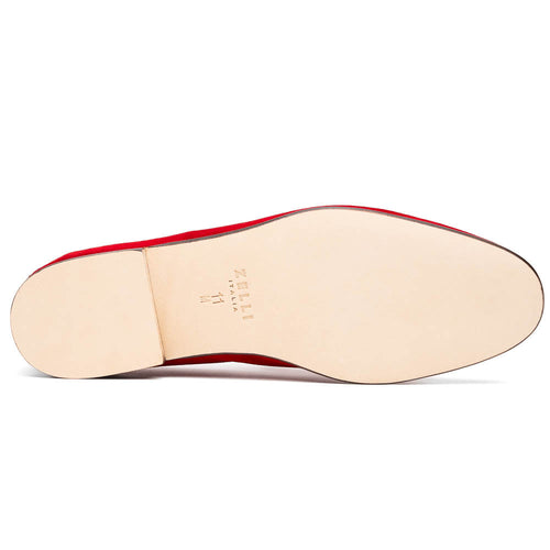 Zelli Tippa Suede and Calfskin Slip-On Penny Loafers in Red