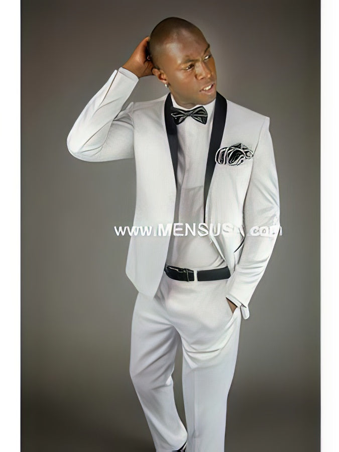 2 Button Shawl Lapel Slim Fit Tuxedo With Vent White Online Discount Fashion Sale by Men'sUSA