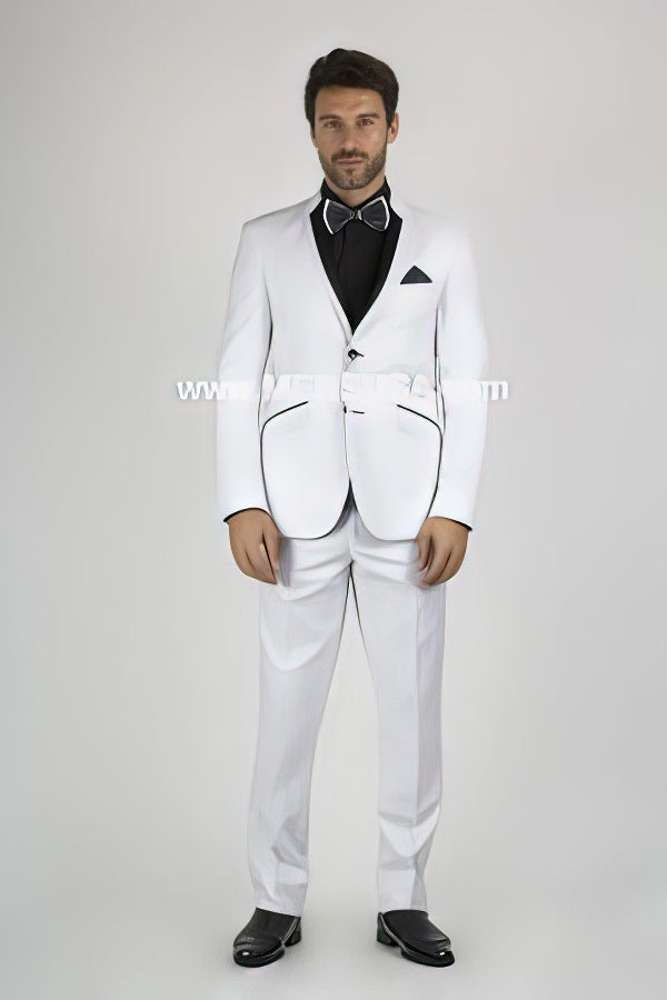 2 Button Slim Fit Shawl Lapel Tuxedo With Vent White Online Discount Fashion Sale by Men'sUSA