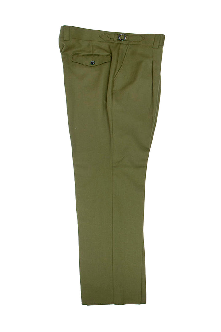 Tiglio Luxe Moss Green Semi-Wide Leg Wool Marbella Dress Pants TL8194