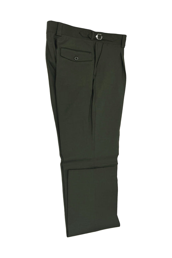 Tiglio Luxe Dark Olive Semi-Wide Leg Wool Marbella Dress Pants TL8202