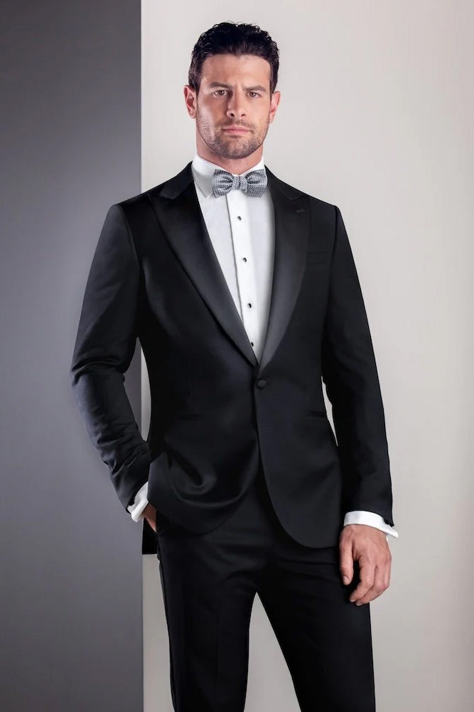 Trend Peak Black 1-Button Peak Tuxedo (2-Piece Set) by Trendin