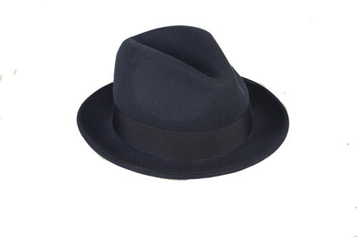 Navy Blue Brooks Trilby 100% Australian Wool Crushable Hat by Ferrecci