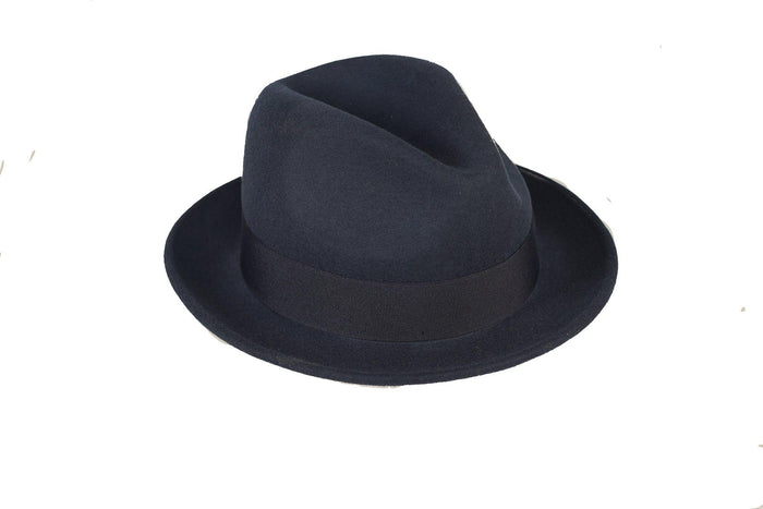 Navy Blue Brooks Trilby 100% Australian Wool Crushable Hat by Ferrecci