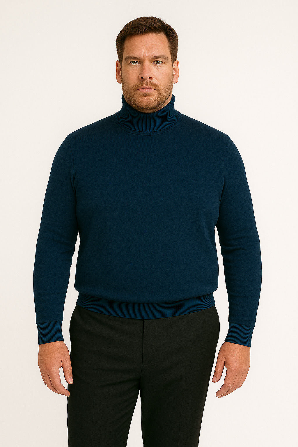 Men's Navy Blue Classic Turtleneck Sweater – Lightweight Knit Pullover