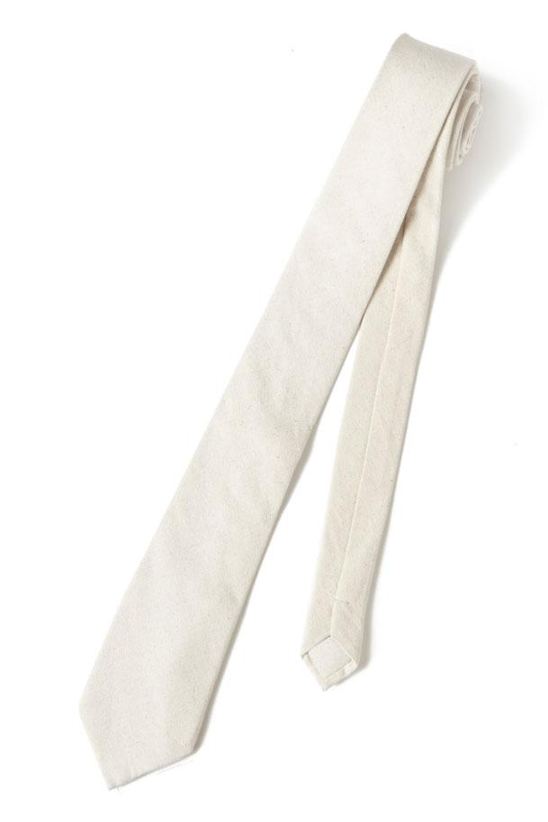 Beige Linen Necktie by Tux Parkin