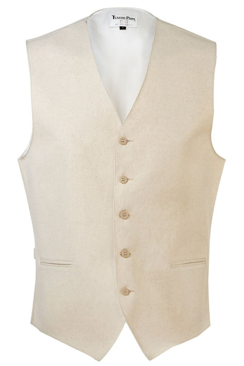 Beige Linen Vest by Tux Parkin