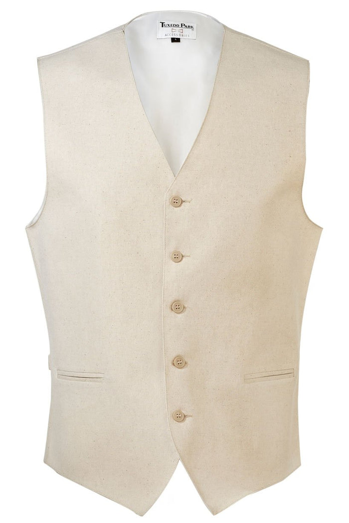 Beige Linen Vest by Tux Parkin