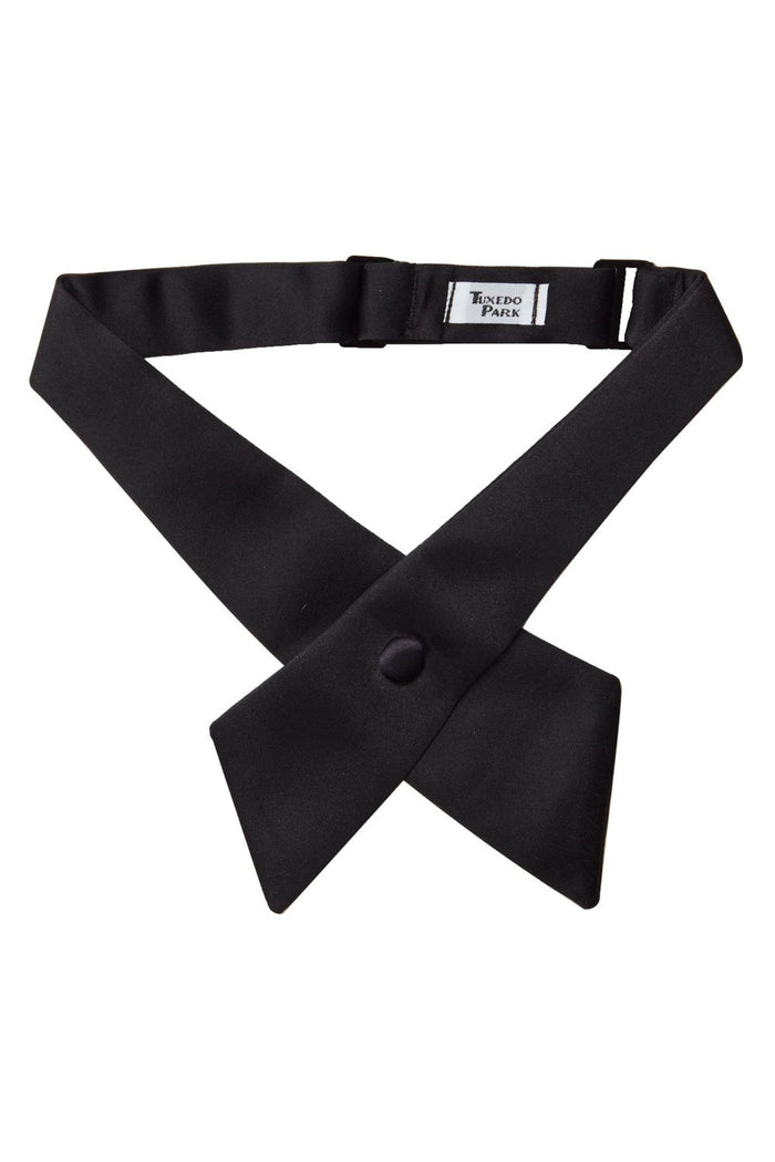 Black Satin Crossover Bow Tie by Tux Parkin
