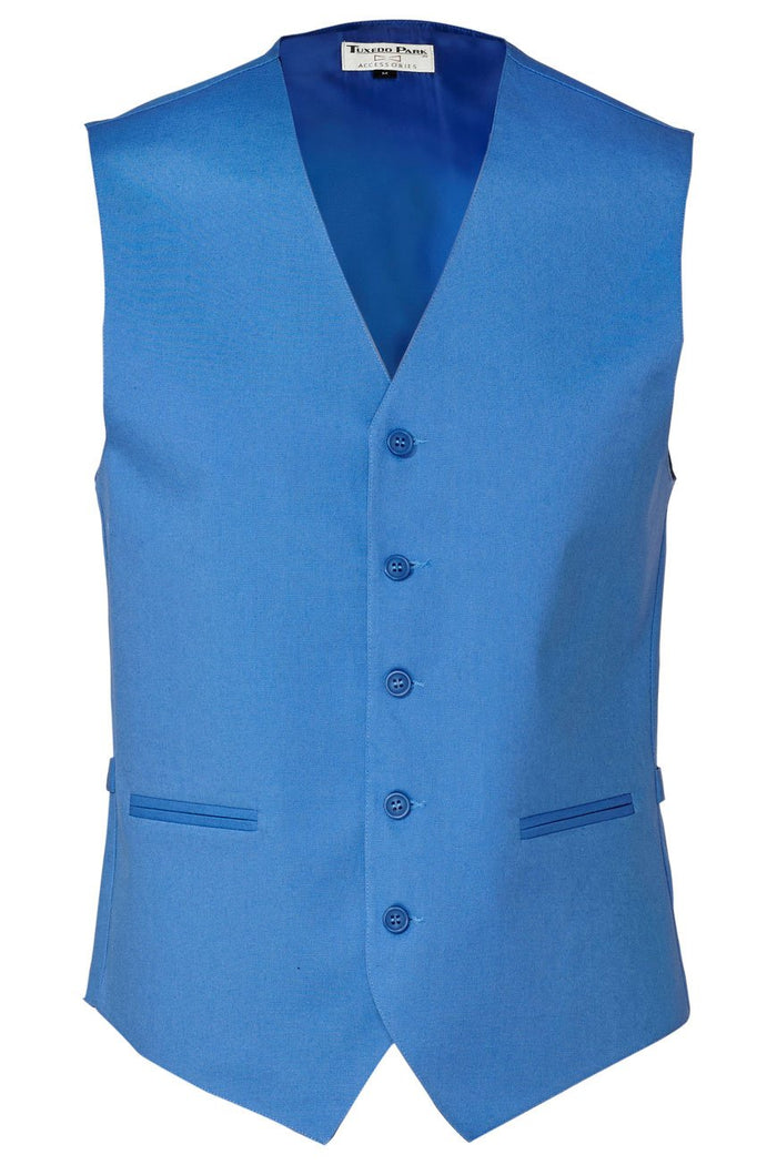 Blue Linen Vest by Tux Parkin