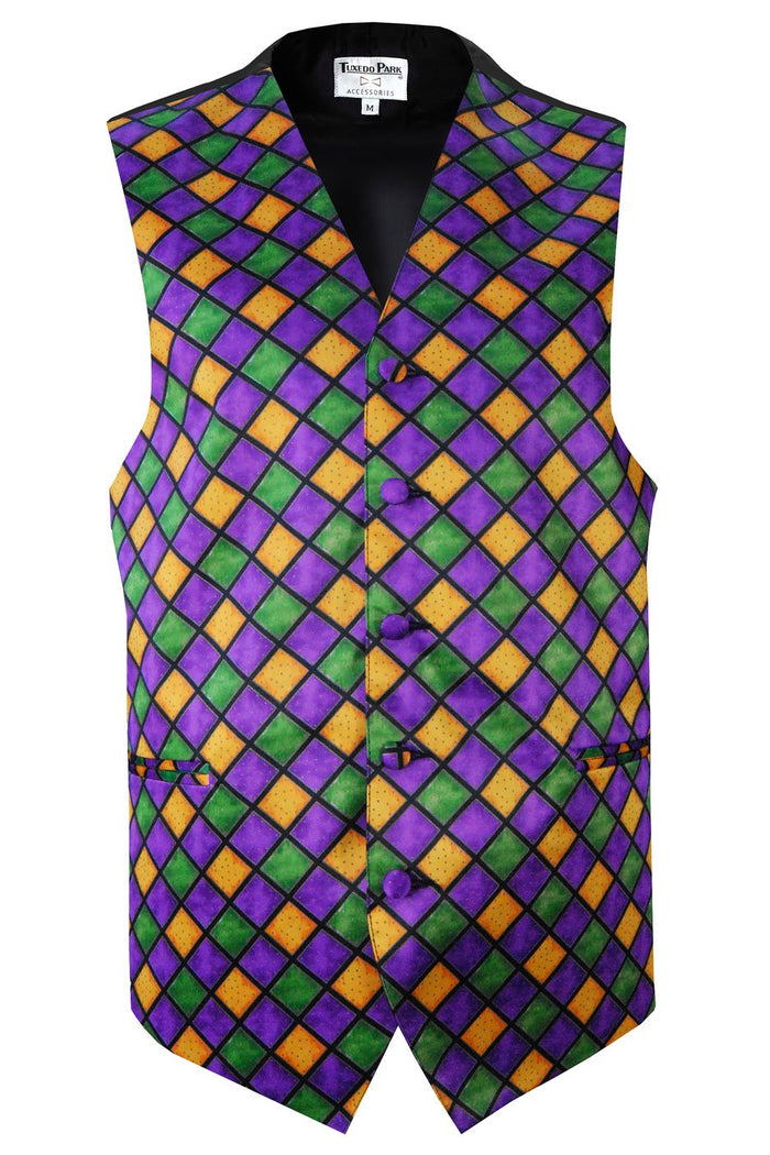 Mardi Gras Harlequin Tuxedo Vest